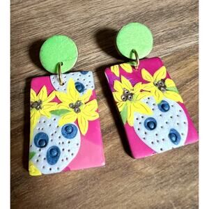 Handmade Polymer Clay Earrings Handcrafted Artwork Floral Sunflower